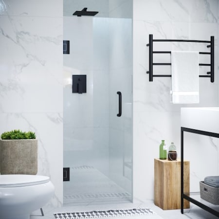 Anzzi Fellow 24" x 72" Frameless Hinged Shower Door, Matte Black and Handle SD-AZ09-01MB